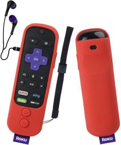 img 4 attached to SIKAI Silicone Case For Roku Ultra 2018 Remote Shockproof Protective Cover For Roku Ultra 4661R With Power Button Remote Jack Hole Cutout Anti-Slip Anti-Lost With Hand Strap (Red)