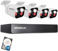 wesecuu poe security camera system with two way audio, 4 ip poe camera, 5mp nvr 8 channel human detection, cctv surveillance wired, home security camera with 1tb hard drive, app view, floodlight cameras logo