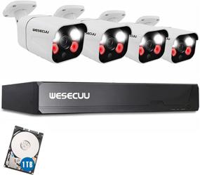 img 4 attached to WESECUU Poe Security Camera System with Two Way Audio, 4 IP Poe Camera, 5MP NVR 8 Channel Human Detection, CCTV Surveillance Wired, Home Security Camera with 1TB Hard Drive, App View, Floodlight Cameras