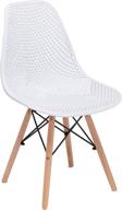 🪑 canglong dining mid century modern dsw hollow back armless side chair with beech wood legs, set of 1 - sleek white design for versatile style logo