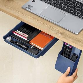 img 4 attached to 🗄️ Efficient Under Desk Storage Solution: Hidden Self-Adhesive Drawer for Office Accessories & Workspace Organizers