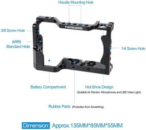 img 1 attached to 📷 FANSHANG A6400 Camera Cage for Sony A6400, Video Stabilizers with 1/4 inch and 3/8 inch Mounting Points, Cold Shoe, Aluminum Alloy Vlog Housing Rig Cage for Youtuber Vlogger Video Shooting