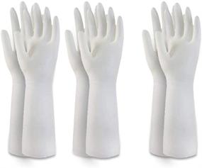 img 4 attached to 🧤 XL Size 3 Pairs of Reusable Cleaning Gloves for Dishwashing Household Kitchen – Waterproof Heavy Duty Dish Washing Gloves for Women and Men