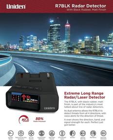 img 1 attached to 🚦 Uniden R7 Extreme Long Range Laser/Radar Detector: GPS, Real-Time Alerts, Dual-Antennas Front & Rear, Directional Arrows, Voice Alerts, Red Light and Speed Camera Alerts - Matte Black