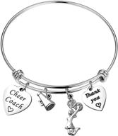 🎀 tgbje cheerleader gift: wire bangle bracelet for cheer coaches - thank you gift for cheer mentors and cheer coach jewelry logo