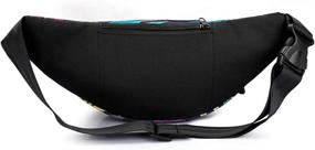 img 2 attached to 🎒 PEEJESUSSAR Unisex Fanny Pack Waist Bag for Running, Hiking, Climbing, Fishing & Fitness - Black Leaves Design (Y028)