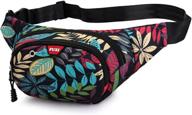 🎒 peejesussar unisex fanny pack waist bag for running, hiking, climbing, fishing & fitness - black leaves design (y028) logo