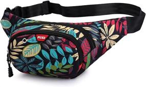 img 4 attached to 🎒 PEEJESUSSAR Unisex Fanny Pack Waist Bag for Running, Hiking, Climbing, Fishing & Fitness - Black Leaves Design (Y028)