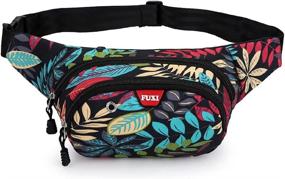 img 3 attached to 🎒 PEEJESUSSAR Unisex Fanny Pack Waist Bag for Running, Hiking, Climbing, Fishing & Fitness - Black Leaves Design (Y028)