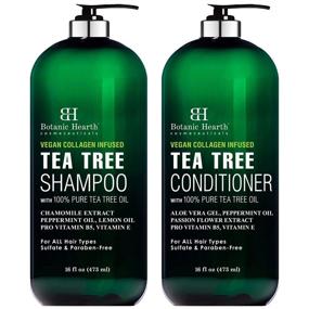 img 4 attached to 🌿 Botanic Hearth Tea Tree Shampoo and Conditioner Set: Vegan Collagen, Pure Tea Tree Oil – Itchy & Dry Scalp Relief, Sulfate & Paraben Free – 16 fl oz for Men & Women