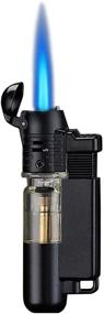img 4 attached to 🔥 Black Torch Lighter with Key Ring for Camping, Fireplace, BBQ | Refillable Butane Lighter with Windproof Flame, Adjustable Jet & Visual Window | Pocket Fire lighter for Grill, Fireworks (Gas not included)