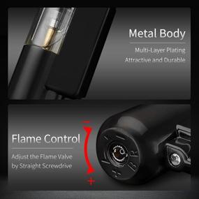 img 2 attached to 🔥 Black Torch Lighter with Key Ring for Camping, Fireplace, BBQ | Refillable Butane Lighter with Windproof Flame, Adjustable Jet & Visual Window | Pocket Fire lighter for Grill, Fireworks (Gas not included)