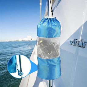 img 3 attached to 🚤 ZSFilove Мусорная сумка для лодки: поддерживайте чистоту своей лодки, каяка или автодома с двумя сетчатыми мусорными сумками и стирателями для царапин на лодке (синий)