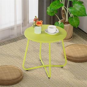 img 1 attached to 🌿 VECELO Green Metal Round Side/End/Coffee/Snack Table with Modern Storage Shelf Tray for Bedroom, Living Room, Outdoor