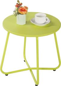 img 4 attached to 🌿 VECELO Green Metal Round Side/End/Coffee/Snack Table with Modern Storage Shelf Tray for Bedroom, Living Room, Outdoor