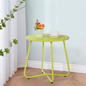 img 2 attached to 🌿 VECELO Green Metal Round Side/End/Coffee/Snack Table with Modern Storage Shelf Tray for Bedroom, Living Room, Outdoor