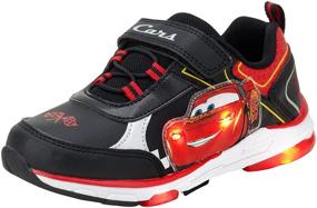 img 3 attached to 🏻 Laceless Light-Up Running Shoes: Vibrant Disney Pixar Cars Boys' Sneakers