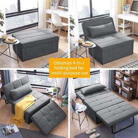 img 3 attached to 🛋️ Diophros Ottoman Sleeper Sofa Bed: 4-in-1 Convertible Chair with Multi-Function Folding – Misty Grey