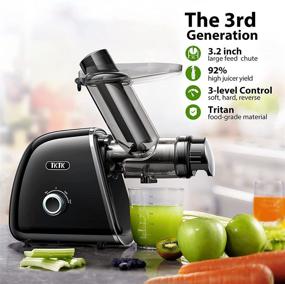 img 3 attached to 🍏 TKTK Slow Juicer: High-Yield Cold Press Extractor with Wide Feed Chute | 2-Speed Modes | Quiet European Engineered Motor | Easy to Clean | Includes Recipe for Fruit & Vegetable Juices