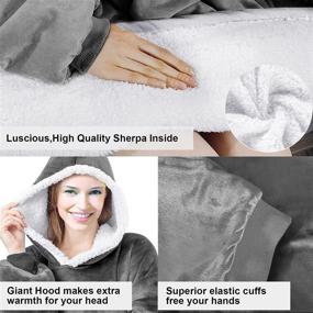 img 1 attached to 🧥 Cozy up in Style: Wearable Blanket Hoodie for Women and Men - Super Soft Sherpa Sweatshirt with Hood Pocket and Sleeves, One Size Fits All (Light Grey)