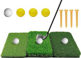 img 4 attached to 🏌️ Hontu 3 in 1 Golf Hitting Mat with Tees for Indoor/Outdoor Golf Practice, Chipping, Driving, and Putting – Backyard Golf Pad Turf Mat, 25"x16