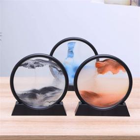 img 1 attached to 🌊 Mesmerizing 7inch Moving Sand Art Picture: Deep Sea Sandscape in Motion Display | Round Glass Grit Hourglass for a Calming Experience (Blue, 7inch)