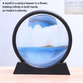 img 3 attached to 🌊 Mesmerizing 7inch Moving Sand Art Picture: Deep Sea Sandscape in Motion Display | Round Glass Grit Hourglass for a Calming Experience (Blue, 7inch)