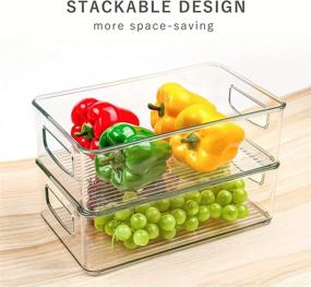 img 2 attached to 🧊 6-Piece Stackable Refrigerator Organizer Bins, Plastic Fridge Organizers with Handles for Freezer, Kitchen, Cabinet, Pantry Storage Rack, BPA-Free, 10.2×6.2×3.0 inches