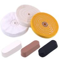 🔧 rustark 6 piece buffing and polishing kit - assorted 6 inch buffing wheels with 1/2" arbor hole: black emery, brown tripoli, white diamond - ideal for bench grinder logo