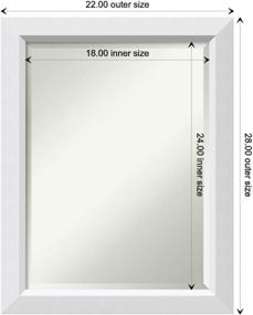 img 1 attached to 🪞 Amanti Art Wood Bathroom Wall Mirror (28.0 x 22.0 in.) with Blanco White Frame - White Medium Vanity Mirror for Bathrooms