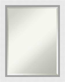 img 4 attached to 🪞 Amanti Art Wood Bathroom Wall Mirror (28.0 x 22.0 in.) with Blanco White Frame - White Medium Vanity Mirror for Bathrooms