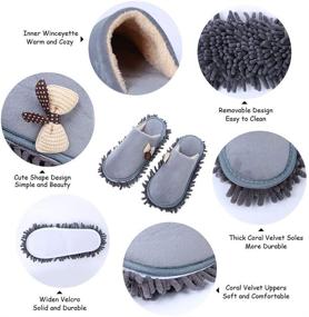 img 2 attached to KISSTAKER Grey Bow-Knot Mop Cleaning Dusters House Slippers Shoes Cover - Effortlessly Clean Your Floors with Detachable Mopping Shoes