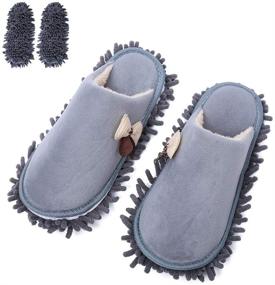 img 4 attached to KISSTAKER Grey Bow-Knot Mop Cleaning Dusters House Slippers Shoes Cover - Effortlessly Clean Your Floors with Detachable Mopping Shoes