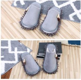 img 1 attached to KISSTAKER Grey Bow-Knot Mop Cleaning Dusters House Slippers Shoes Cover - Effortlessly Clean Your Floors with Detachable Mopping Shoes