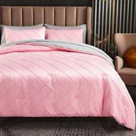 🛏️ aikasy pink/light pinch pleated bed in a bag queen comforter set - luxury silky soft bedding 7-piece set, comforter queen, 2 pillow shams, flat sheet, fitted sheet, 2 pillowcases logo