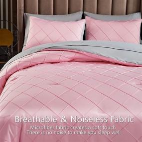 img 1 attached to 🛏️ AIKASY Pink/Light Pinch Pleated Bed in a Bag Queen Comforter Set - Luxury Silky Soft Bedding 7-Piece Set, Comforter Queen, 2 Pillow Shams, Flat Sheet, Fitted Sheet, 2 Pillowcases