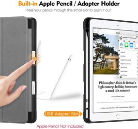 img 1 attached to 📚 Fintie SlimShell Case for 10.2 Inch iPad 9th / 8th / 7th Generation (2021/2020/2019 Model) - [Built-in Pencil Holder] Soft TPU Protective Stand Back Cover with Auto Wake/Sleep, Composition Book Black