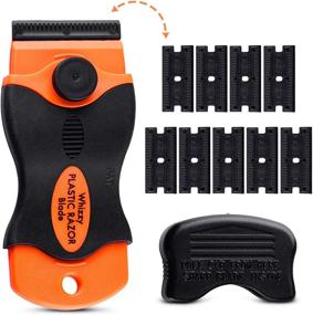 img 4 attached to 🧼 Whizzy Wheel Plastic Razor Blades Scraper with Contoured Grip - Car Decal and Sticker Remover Tool with 10 Double Edged Plastic Blades. Perfect for Car Vinyl, Decal, and Tint Removal