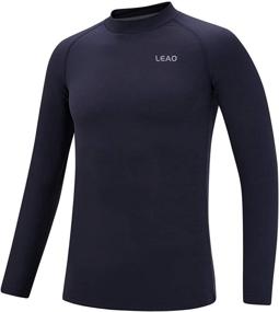 img 3 attached to 👕 LEAO Youth Boys' Compression Thermal Shirt: Long Sleeve Fleece Baselayers for Sport, Undershirts with Mock Top