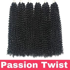 img 3 attached to 🔥 6 пачек накрученных волос Passion Twist - 18-дюймовых длинных волнистых водных волн Боэмская косичка - синтетические волосы для косичек Passion Twists (Цвет: 1B#)