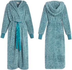 img 1 attached to Plush Fleece Robe with Hood for Women by Alexander Del Rossa - Long & Warm Bathrobe