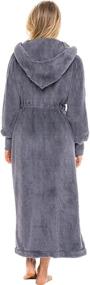 img 3 attached to Plush Fleece Robe with Hood for Women by Alexander Del Rossa - Long & Warm Bathrobe