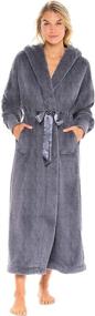img 2 attached to Plush Fleece Robe with Hood for Women by Alexander Del Rossa - Long & Warm Bathrobe