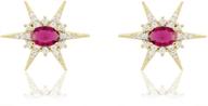 💎 concept8 ruby colored glass earrings: exquisite 16k gold plated 925 silver post design logo