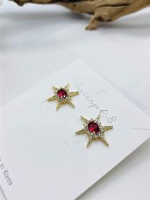 img 1 attached to 💎 Concept8 Ruby Colored Glass Earrings: Exquisite 16K Gold Plated 925 Silver Post Design