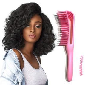 img 1 attached to 🌸 Detangling Brush for 4c Hair - Flexi Hair Detangler Brush for Wet, Thick, and Kinky Hair - Pink
