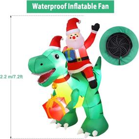 img 3 attached to 🦖 MAOYUE 7.2Ft Outdoor Christmas Inflatables - Santa Riding Dinosaur Blow Up Decorations with Built-in LED Lights, Tethers, and Stakes for Yard Lawn