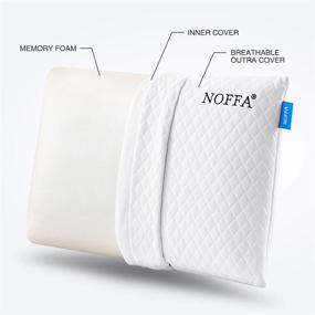 img 1 attached to 🛏️ Подушка из пены Memory Foam NOFFA тонкая 2.4", плоская для тех, кто спит на животе, детей и взрослых, низкая подушка для сна, стандартного размера с съемным чехлом, белая (NP010-a) - Улучшите свой сон с тонкой подушкой из пены Memory Foam для тех, кто спит на животе - NOFFA