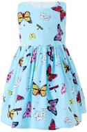 🦋 smiling pinker little girls swing dresses: sleeveless butterfly summer cotton collection logo