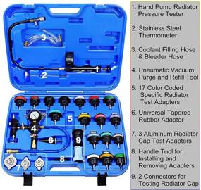 img 3 attached to 🔍 JIFETOR 28PCS Radiator Pressure Leakage Tester Vacuum Cooling System Purge Coolant Refill Tool Kit: Universal Automotive Water Tank Leak Test Detector with Pneumatic Vacuum Coolant Change Set